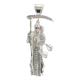 Dije Medalla Mini Santa Muerte Con Zirconias En Plata S.925