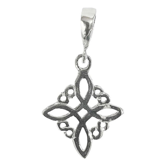 Dije Nudo De Bruja Artesanal Liso Plano Chico Plata Ley 925 Plateado 3.2 Cm X 1.8 Cm