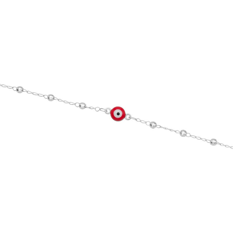 Pulsera Ajustable Ojo Turco Protección Suerte Mujer Plata925 Rojo 6 Cm 20 Cm