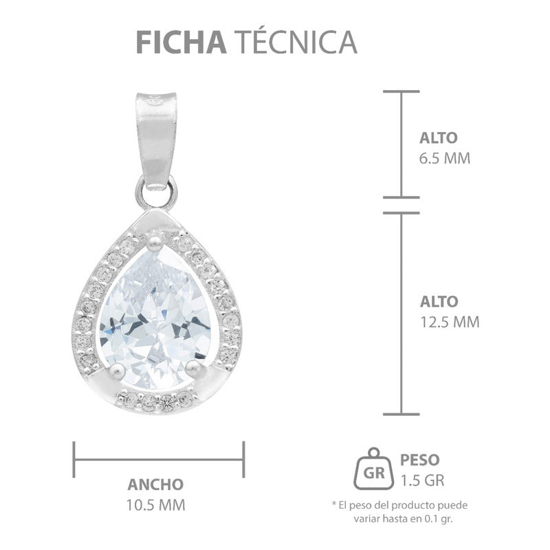 Dije Gota Zirconias Amor Mujer Regalo Joyería Moda Plata 925
