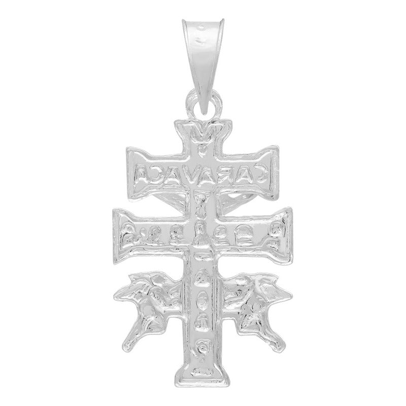 Dije Cruz Caravaca Troquelada Cristo Angeles Plata 925 2.6cm Plateado