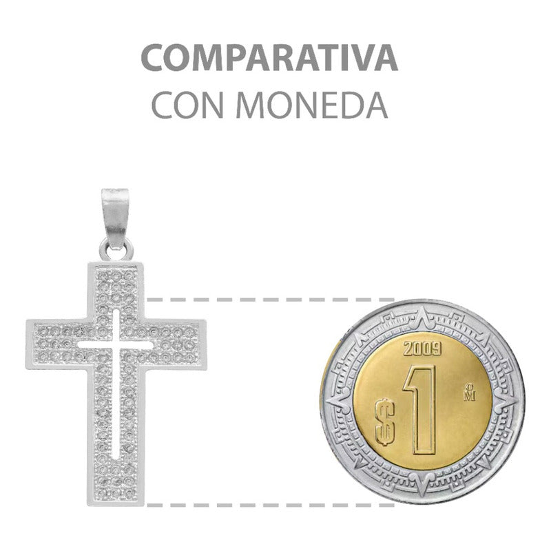 Dije Cruz Zirconias Hombre Mujer Regalo Plata 925 3.2 Cm Plateado