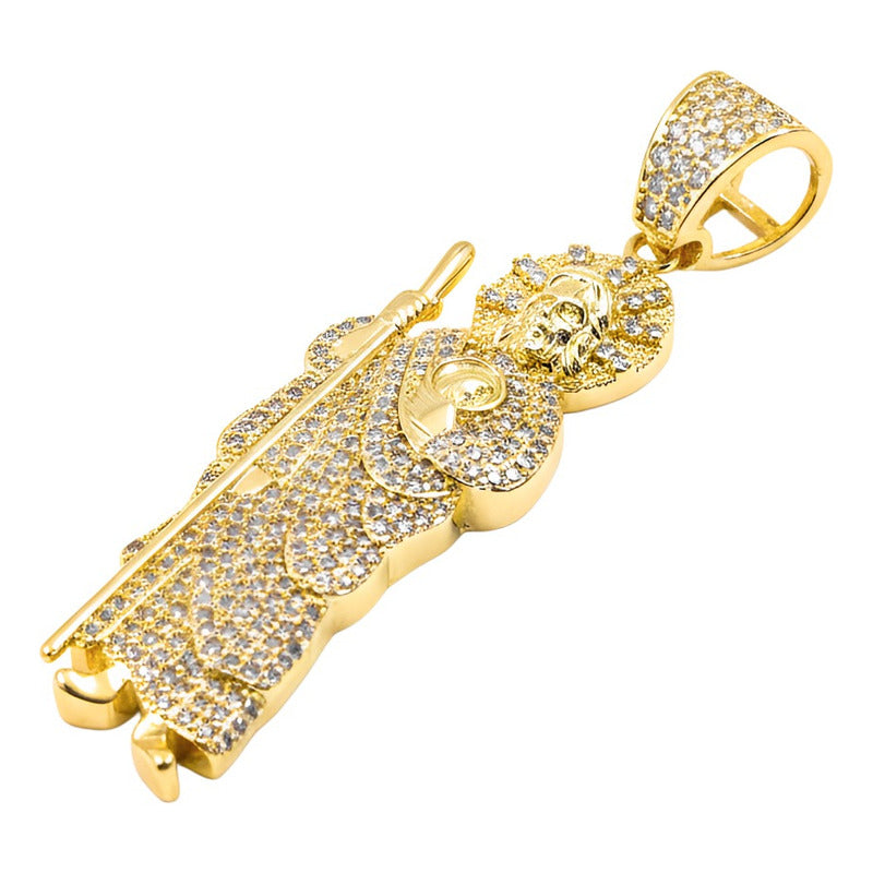 Dije Grande San Judas Tadeo Oro Laminado 14k Piedra 6.3 Cm Amarillo