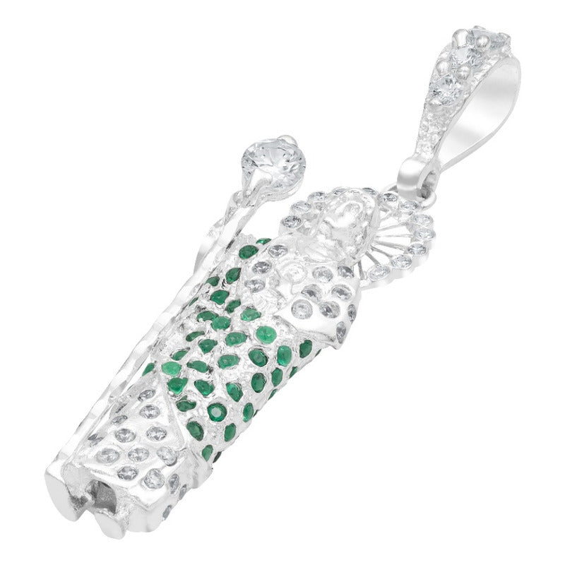Dije 3d Medalla San Judas Tadeo Mediano Zirconias Plata 925 Verde