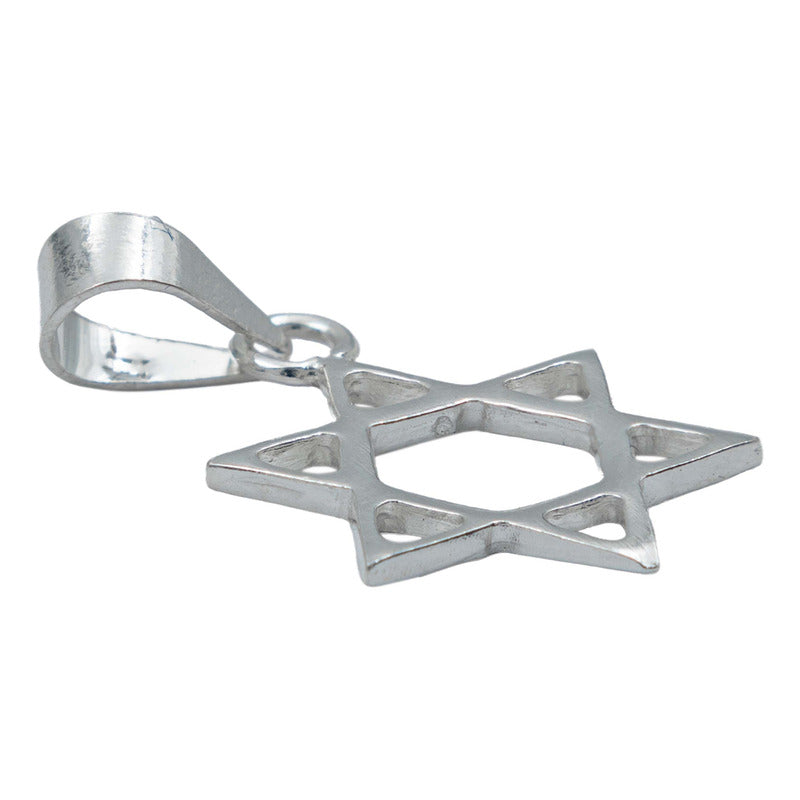 Dije Estrella De David Vaciado Artesanal + Cadena Plata 925