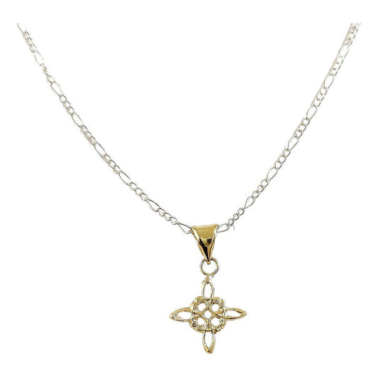 Mini Dijes Nudo De Bruja Celta Hueco Oro 10k + Cadena Regalo Dorado