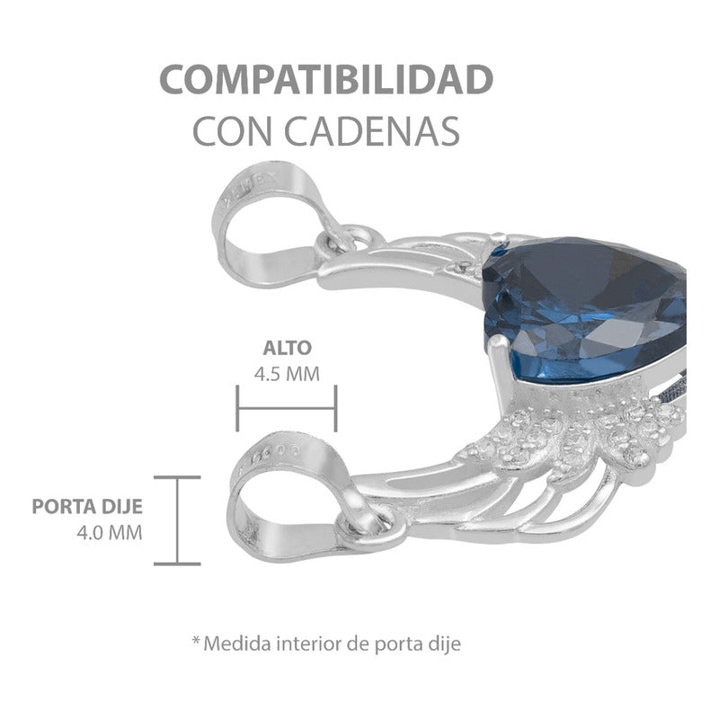 Dije Corazón Alas Zirconias Amor Mujer Mamá Regalo Plata 925