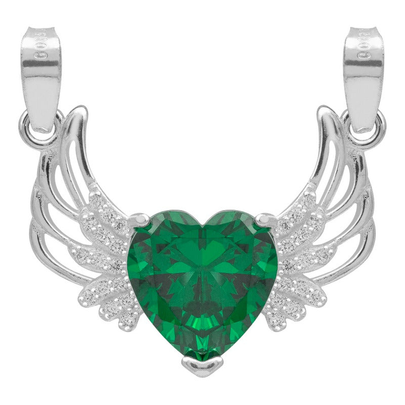 Dije Corazón Alas Zirconias Amor Mujer Mamá Regalo Plata 925