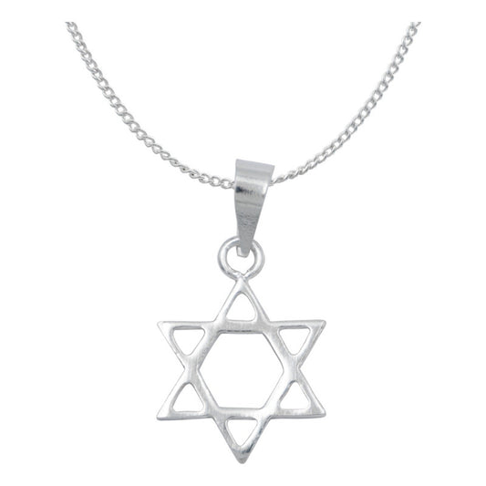 Dije Estrella De David Vaciado Artesanal + Cadena Plata 925