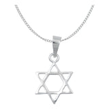 Dije Estrella De David Vaciado Artesanal + Cadena Plata 925