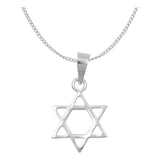 Dije Estrella De David Vaciado Artesanal + Cadena Plata 925