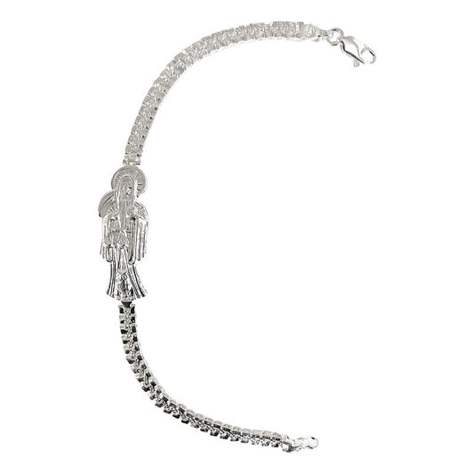 Pulsera Rolo Santa Muerte Lisa Plata Solida Ley S925 Plateado 6 Cm 18 Cm