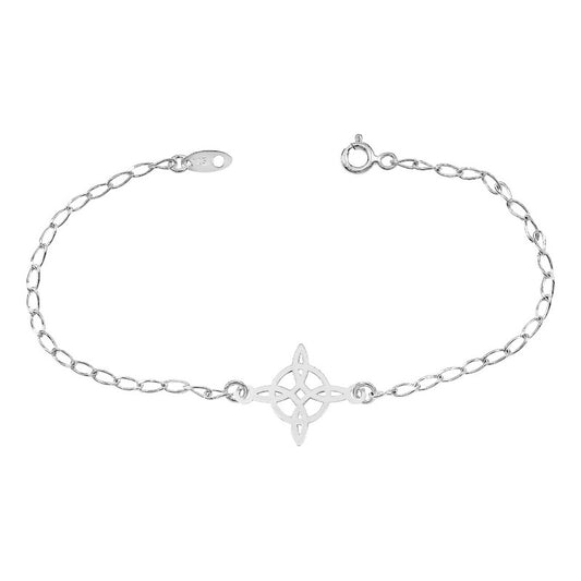 Pulsera Plata 925 Nudo De Bruja Calado Tejido Barbado Plateado 19 Cm