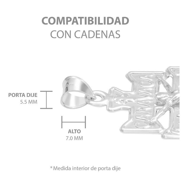 Dije Cruz Caravaca Troquelada Cristo Angeles Plata 925 6.8cm Plateado