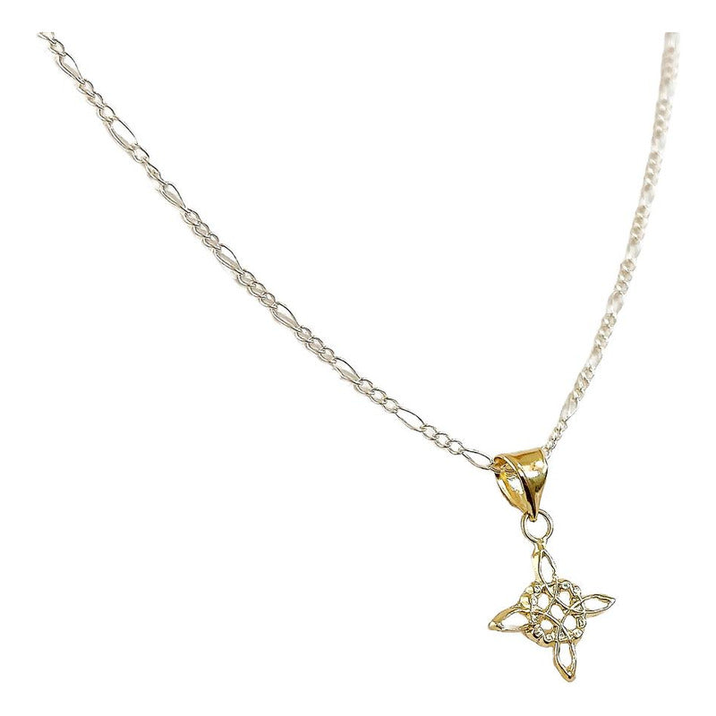 Mini Dijes Nudo De Bruja Celta Hueco Oro 10k + Cadena Regalo Dorado