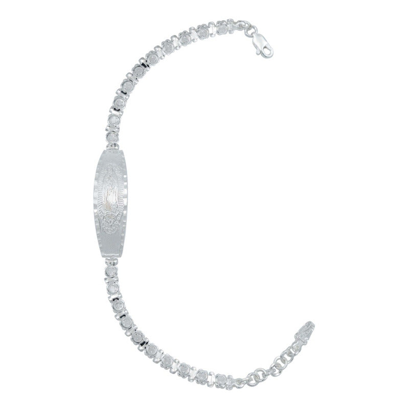 Esclava Ajustable Virgencita Guadalupe Zirconias Plata 925