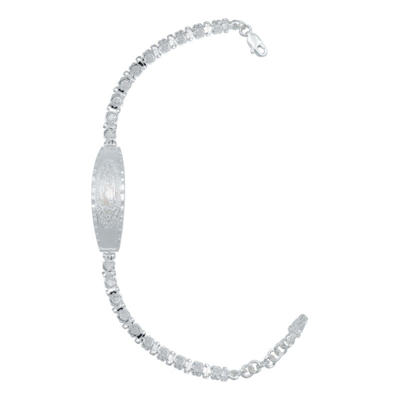 Esclava Ajustable Virgencita Guadalupe Zirconias Plata 925