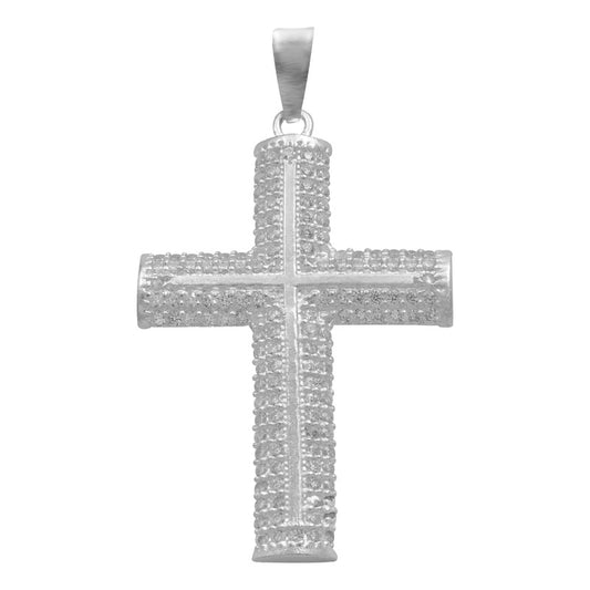 Dije Cruz Elevada Zirconias Hombre Regalo Plata 925 4.6 Cm Plateado