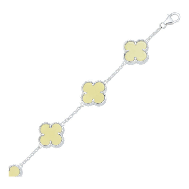 Pulsera Trebol Esmaltado Regalo Hombre Mujer Plata 925