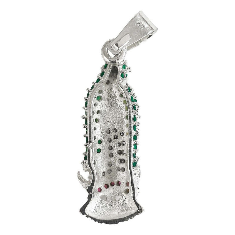 Dije Virgen De Guadalupe Mexico Zirconias Plata 925 4.5 Cm