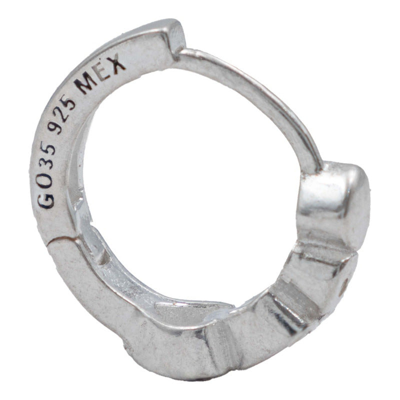 Arracadas Huggies Medianas Zirconias Corazón Mujer Plata 925