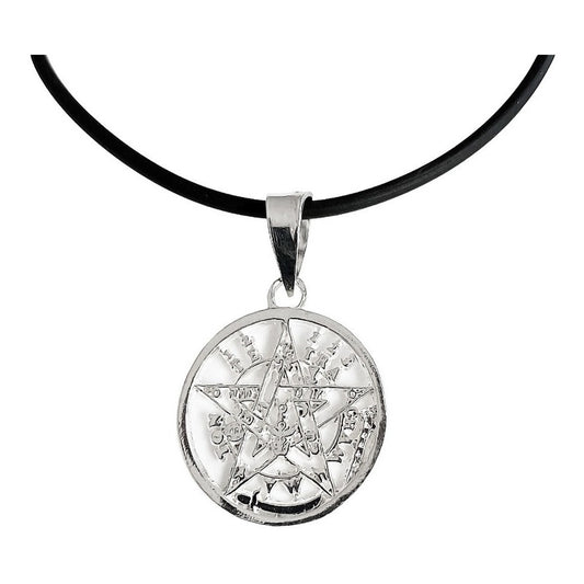 Dije Medalla Tetragramaton De 3 Cm Plata S925 +collar Caucho 52055