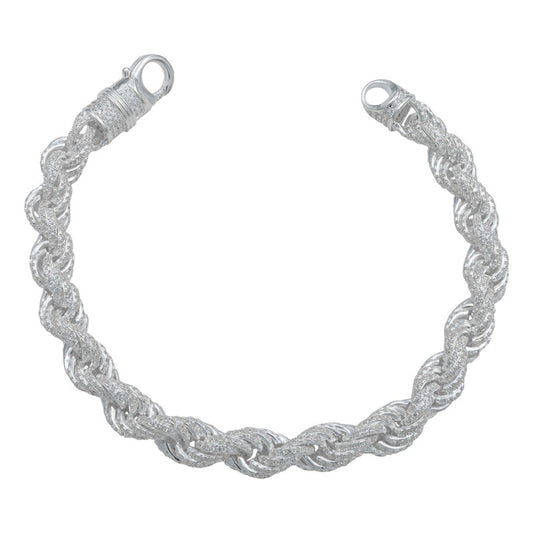 Pulsera Torzal Zirconias Hiphop Hombre Plata 925 1.2 Cm