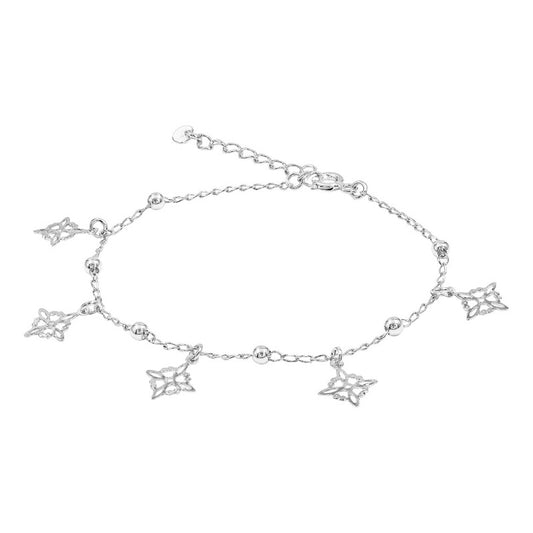 Pulsera Ajustable Plata 925 5 Nudo Bruja Colgantes Bola Lisa Plateado 20 Cm