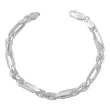 Pulsera Gruesa Torsal Figaro Hombre Plata Italy 925 6 Mm