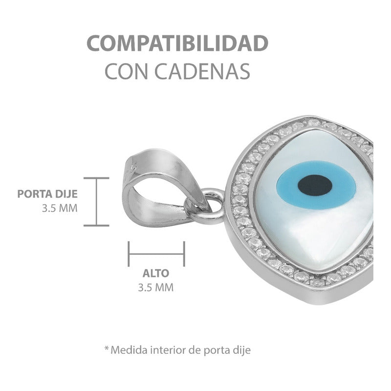 Dije Ojo Turco Realista Zirconias Amuleto Suerte Plata 925