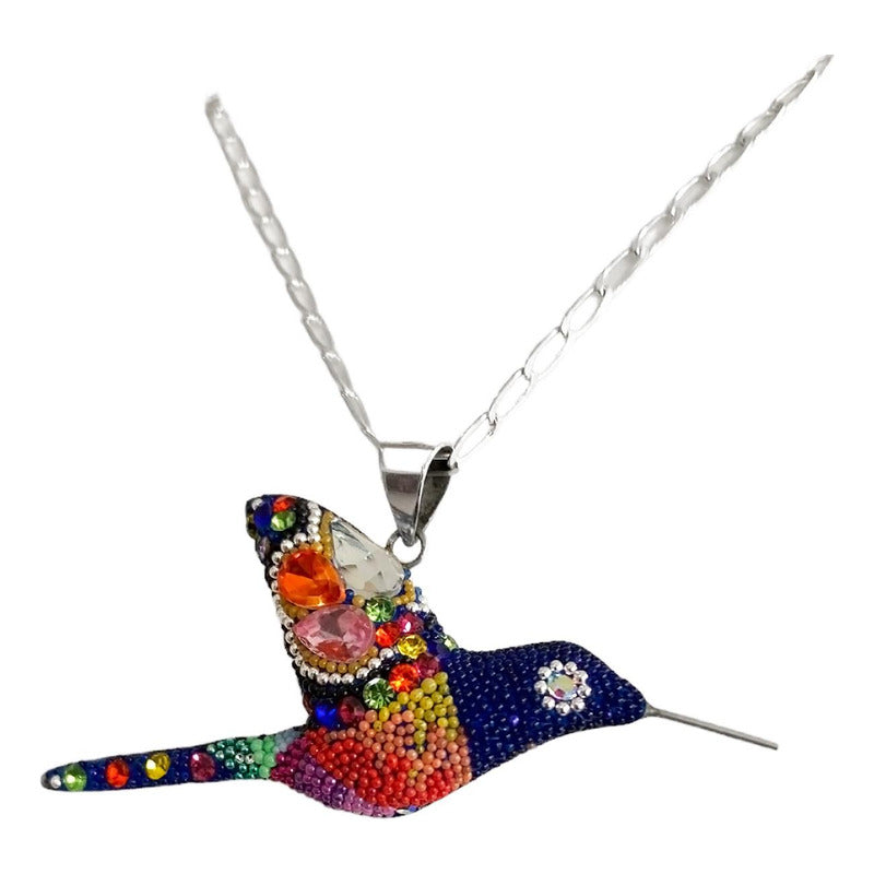Collar Aretes Colibrí Artesanal Zirconias Plata Ley 925