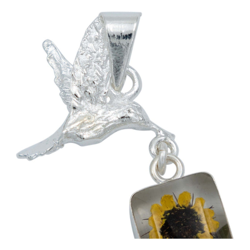 Collar Colibri Girasol Encapsulado Amor Regalo Plata 925