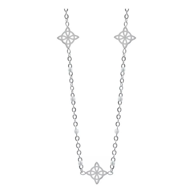 Collar Nudo De Bruja Esotérico Bolita Acero Inoxidable Mujer Blanco