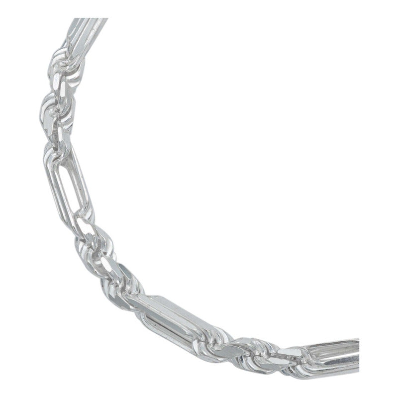 Pulsera Gruesa Torsal Figaro Hombre Plata Italy 925 4 Mm