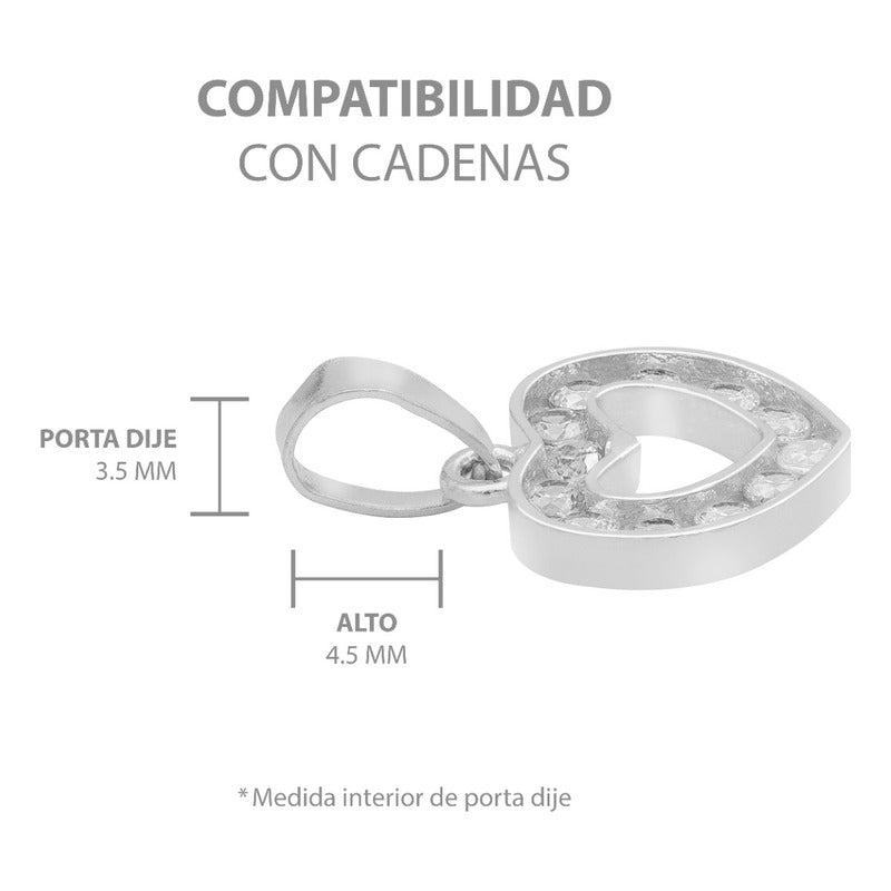 Dije Corazón Zirconia Mujer Amor Regalo Mamá Plata 925 1.7cm