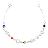 Pulsera Ajustable Suerte Ojo Turco Regalo Dama Plata Ley925