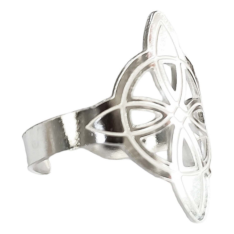 Anillo Ajustable Nudo De Bruja A Laser Plata Solida 925