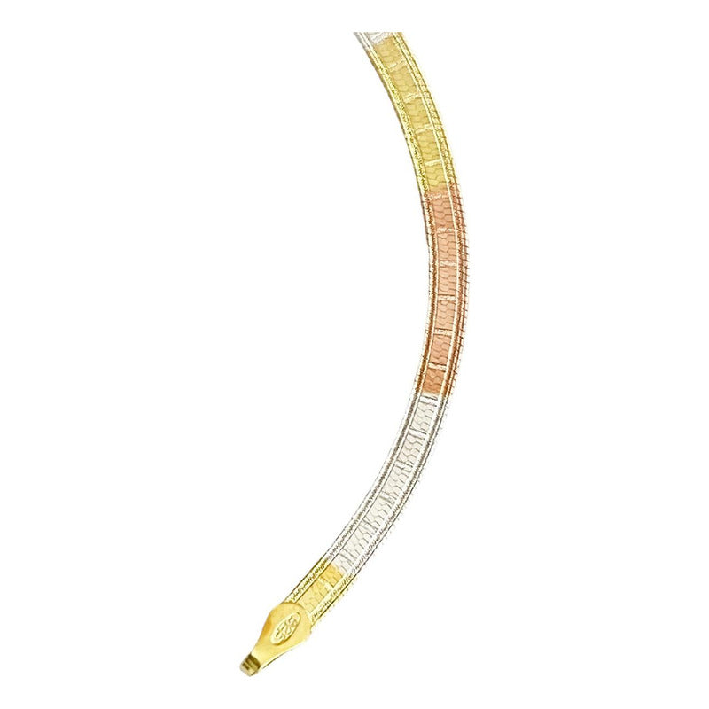 Cadena Y Brazalete Cola De Serpiente Tricolor Plata Ley 925