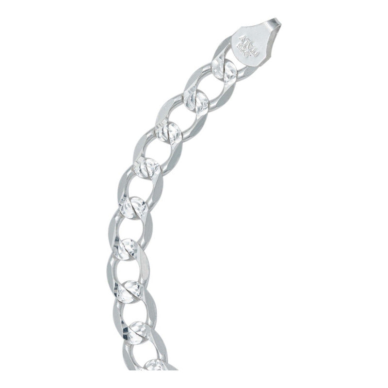 Esclava Pulsera Hombre Cubana Diamantada Plata Italy 925 7mm