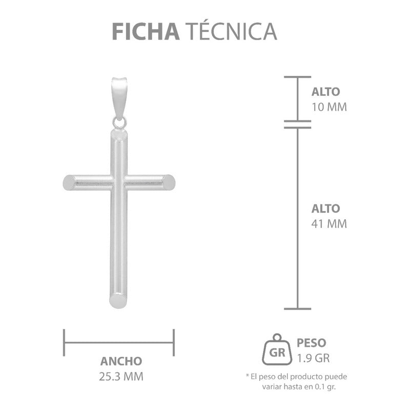 Dije Cruz Tubo Tubular Lisa Sencillo Hombre Plata 925 4.1 Cm Plateado