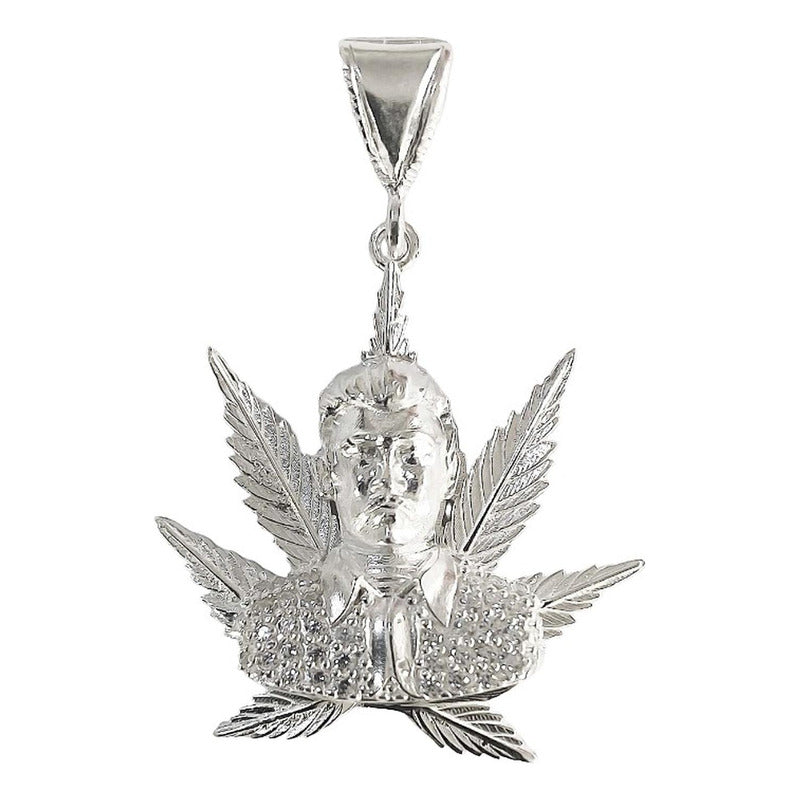 Dije Jesús Malverde Cannabis Zirconias Plata Solida Ley 925