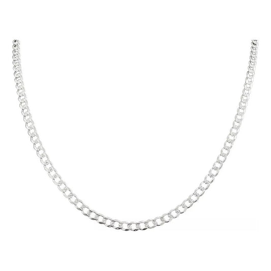 Cadena Cubana Diamantada Barbada Hombre Platas925 65cm X 5mm Plateado