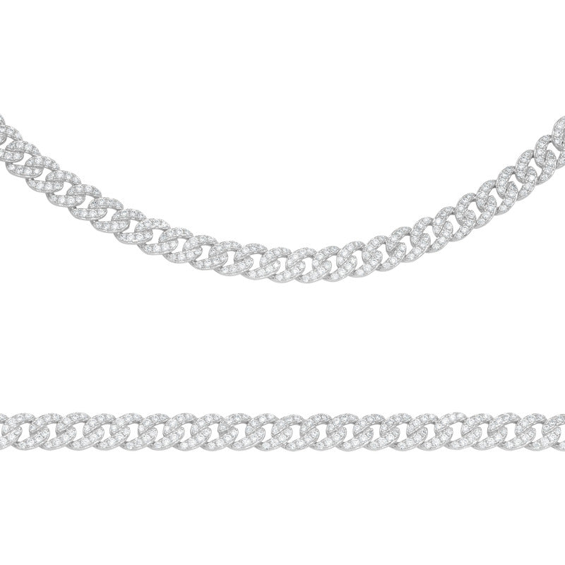 Pulsera Cubana Miami Zirconias Mujer Hombre Caja Plata 925 Blanco 6 Cm 21 Cm