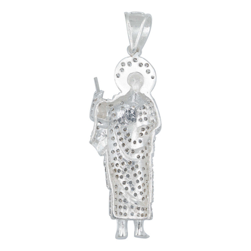 Dije Medalla San Judas Tadeo Grande Zirconias Plata Ley 925