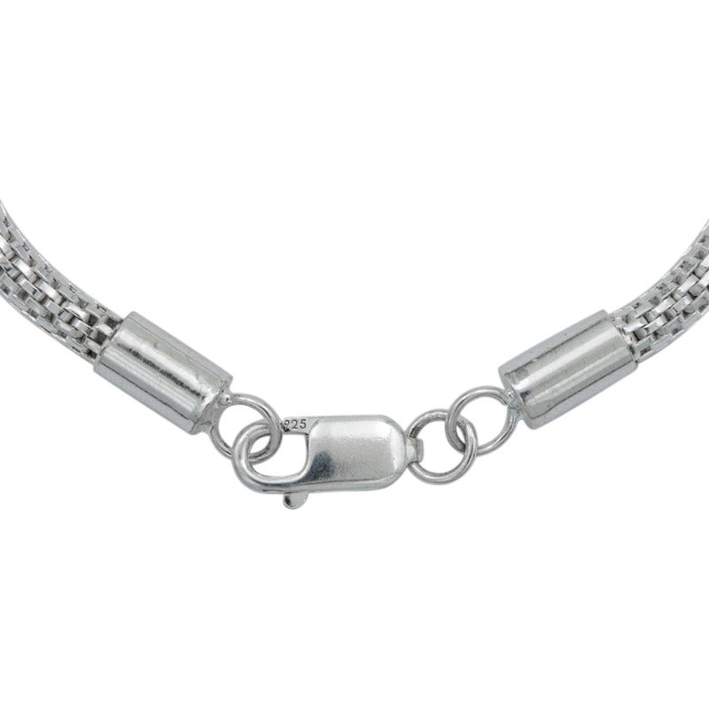 Pulsera Tejido Malla Regalo Hombre Mujer Plata 925 4 Mm