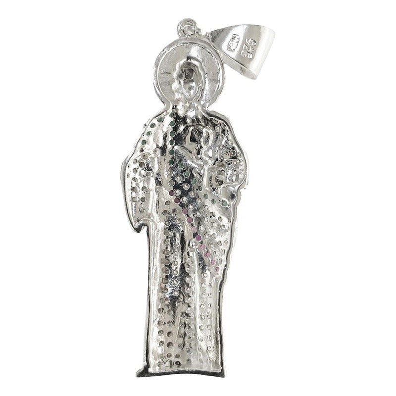 Dije Medalla San Judas Tadeo Mediano Zirconias Plata Ley 925