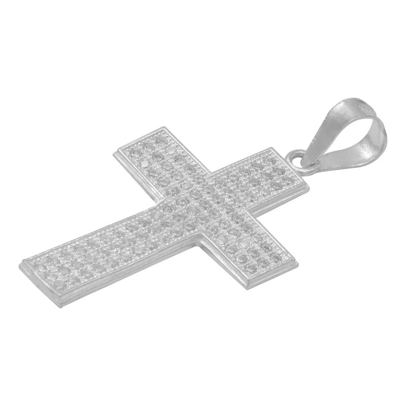 Dije Cruz Mediano Zirconias Hombre Regalo Plata 925 3.9 Cm