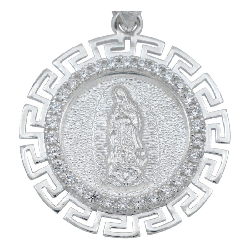 Dije Virgen Guadalupe Grecas Diamantada Zirconias Plata 925
