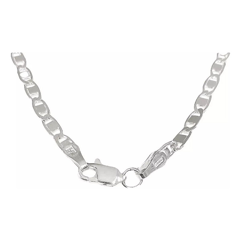 Cadena De Plata Ley .925 Marinera Unisex Lisa 50 Cm X 4 Mm