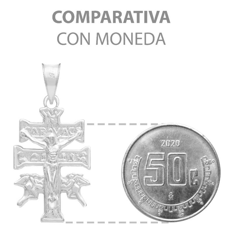 Dije Cruz Caravaca Troquelada Cristo Angeles Plata 925 2.6cm Plateado